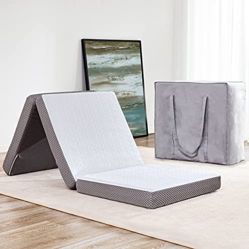 Kingfun Portable Foldable Gel Memory Foam Mattress, Gray, Twin Size