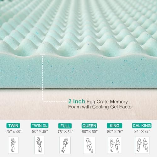Egg Crate Memory Foam Mattress Topper for King Size Bed