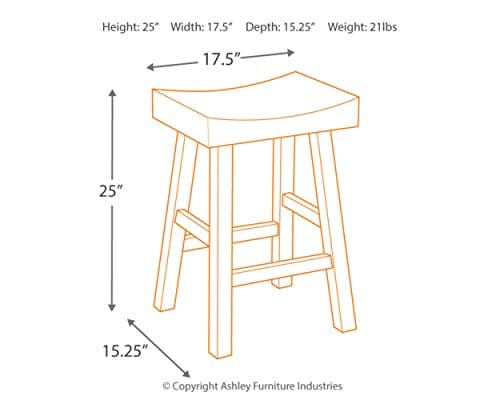 Signature Design by Ashley Glosco Two-Tone Brown Saddle Barstool, Set of 2, 25.5" Counter Height