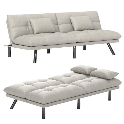 70 Inch Water-Resistant Deep Green Futon Couch Bed for Living Room