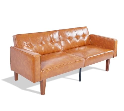 Wonder Comfort Leather Grey Split Back Futon Sofa Bedadjustable Backrest