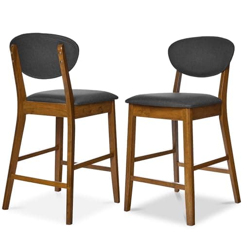 Best Choice Products Mid-Century Modern Bar Stool Set Walnut/Cream