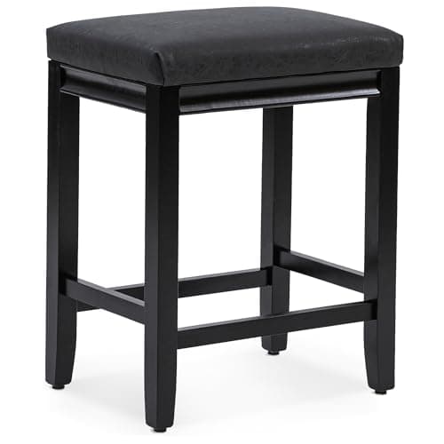 Modern Khaki Faux Leather Bar Stool Set, Counter Height 3 Pack Wood Legs