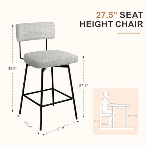 Modern Swivel Bar Stools Set of 2 with Cushion Backs