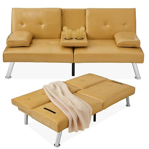 Best Choice Products Black Modern Convertible Futon with Adjustable Sleeper and Removable Arms
