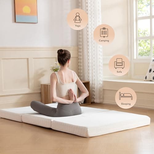 MLILY 3-inch Tri-Fold Single Memory Foam Mattress, White