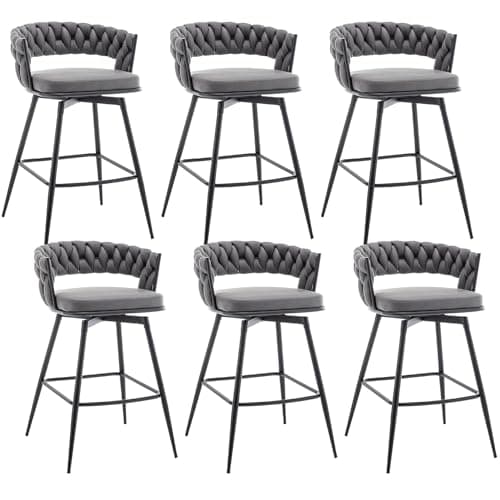 Modern Beige 360° Swivel Bar Stool Set, 26" Counter Height