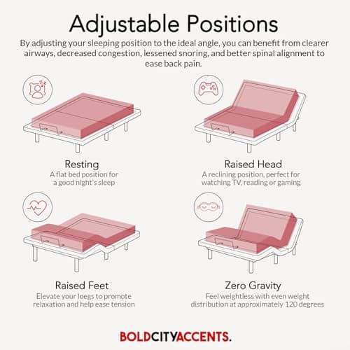 Powder Coated Split King Bed Frame with Zero Gravity Massage & Remote Control