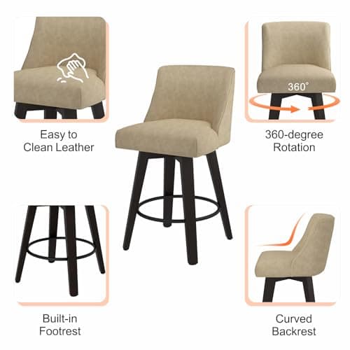 Modern 360°Swivel Bar Stools with High Backrest
