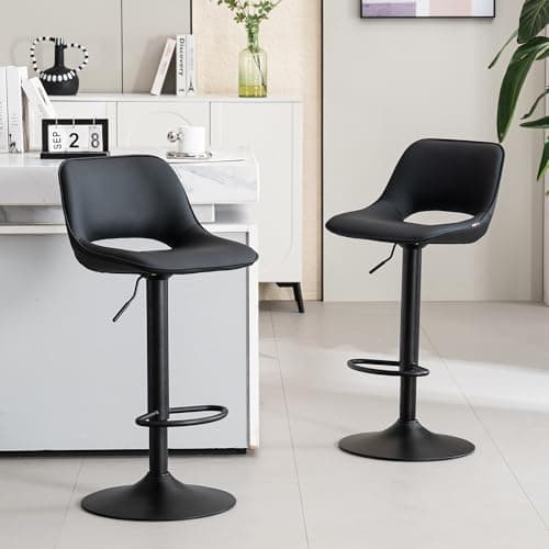 YOUNIKE Black Swivel Bar Stools Set of 2 Adjustable Counter Height