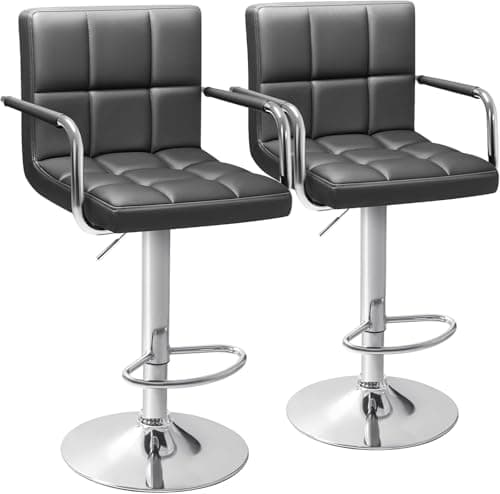 Homall Black Modern PU Leather Kitchen Bar Stools with Back Set of 2