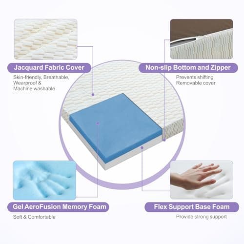 King Size Folding Gel Memory Foam Mattress Topper by MUUEGM
