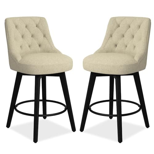 Set of 2 26 Swivel Bar Stools for Kitchen Island with Backs