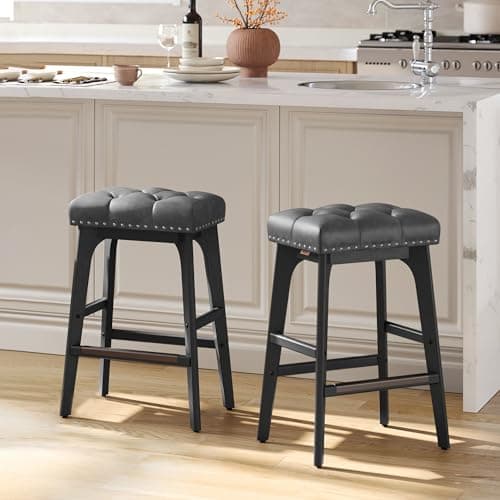 VASAGLE Saddle Bar Stools Set of 2, Ink Black