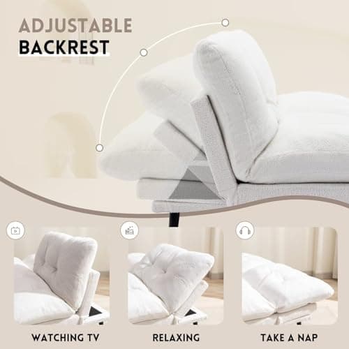 Beige Adjustable Futon Love Seat for Small Spaces