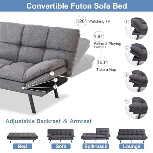 Convertible Memory Foam Futon Sofa Bed