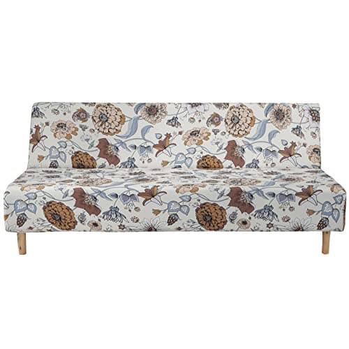 Armless Futon Slipcover Stretch Elastic Couch Furniture Protector (Orange Grey)