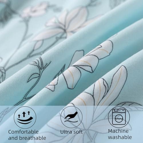 Lake Blue Flower Futon Cover for Twin Mattress, Zipper Closure, Super Soft & Machine Washable