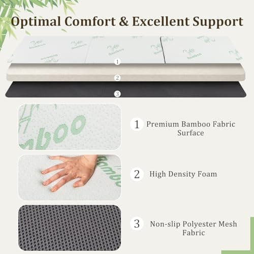 KOMFOTT 4 Inch Tri-Fold Foldable Mattress with Storage Bag