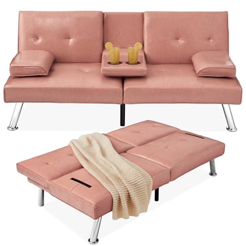 Best Choice Products Black Modern Convertible Futon with Adjustable Sleeper and Removable Arms