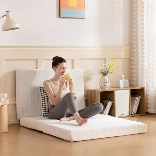 MLILY 3-inch Tri-Fold Single Memory Foam Mattress, White