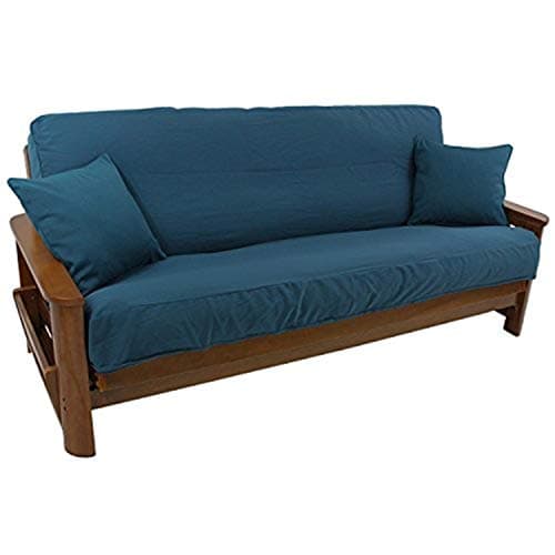 Blazing Needles Full Size Black 8" to 9" Futon Cover Set with 2 Throw Pillows