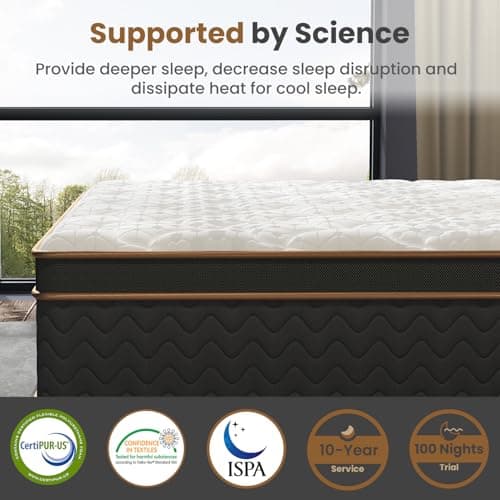 Queen Fiberglass-Free Deluxe Hybrid Mattress in a Box - 365 Night Trial, CertiPUR-US