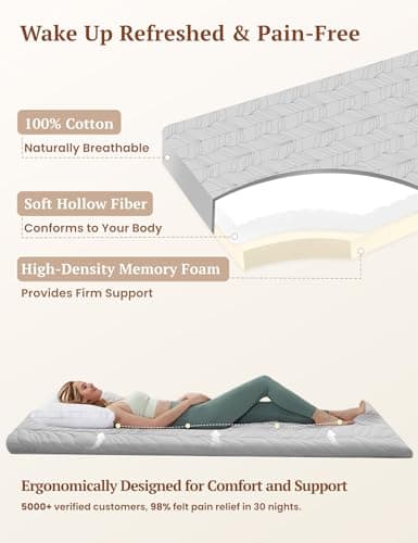 ZonLi Japanese Thicken Roll Up Tatami Mattress, Full Size, Grey, Portable & Foldable
