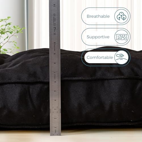 YOSHOOT 6 Inch Thick Full Size Futon Mattress, Shredded Foam, Medium Firm, Black(54"x75")