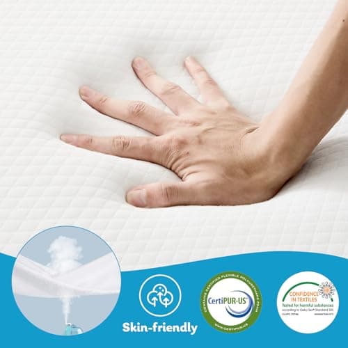 White 4 Inch Tri-Fold Memory Foam Mattress Topper for Camping andGuest Beds