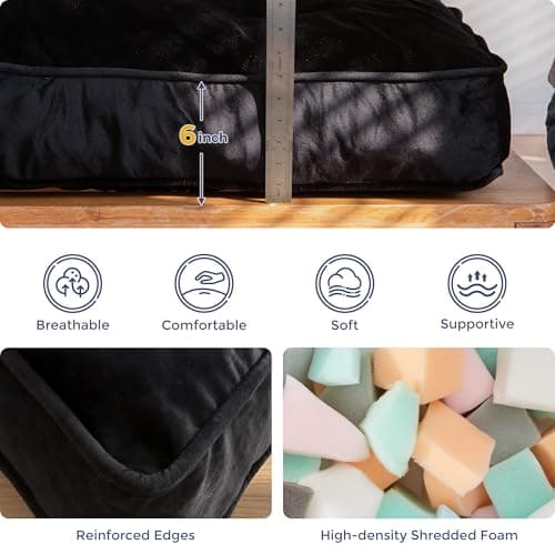 MAXYOYO Full Size Velvet Thick Futon Mattress, Shredded Foam Filling, Black