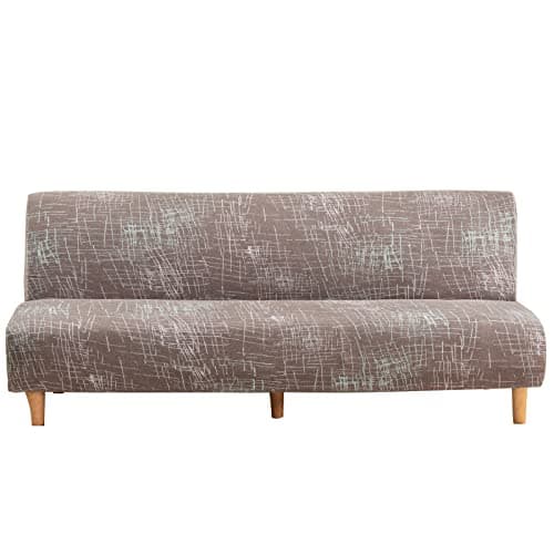 Armless Futon Slipcover Stretch Elastic Couch Furniture Protector (Orange Grey)