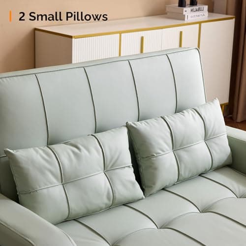 VINGLI Light Green Futon Loveseat with USB Ports & Cup Holders