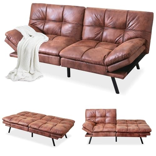 Memory Foam Futon Sofa Bed with Adjustable Backrest for Living Room