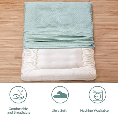 Japanese Futon Textured Zippered Cover, Super Soft & Machine Washable