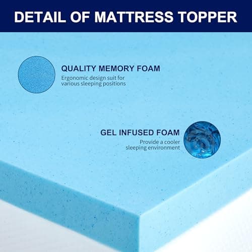SUBRTEX Ventilated Gel Infused Queen Mattress Topper Blue CertiPUR-US Certified