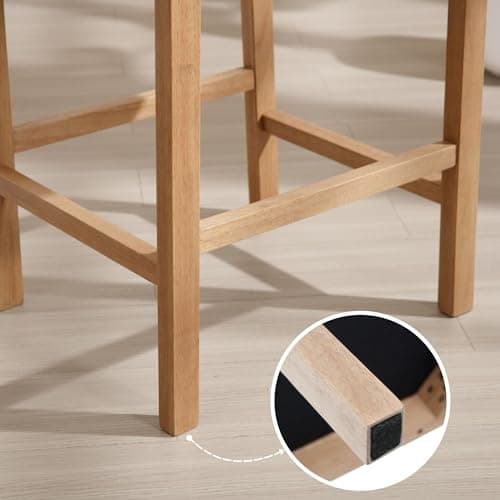 26" Mid Century Linen Beige Bar Stools Kitchen Island Set
