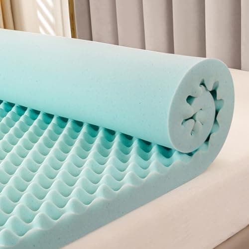 Queen Size 2 Egg Crate Gel Memory Foam Mattress Topper for Back Pain Relief