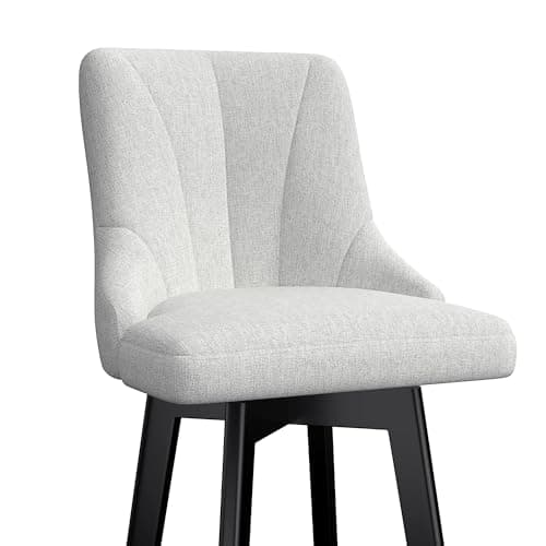 Dark Gray Fabric Upholstered Counter Height Bar Stools with Back, Set of 2