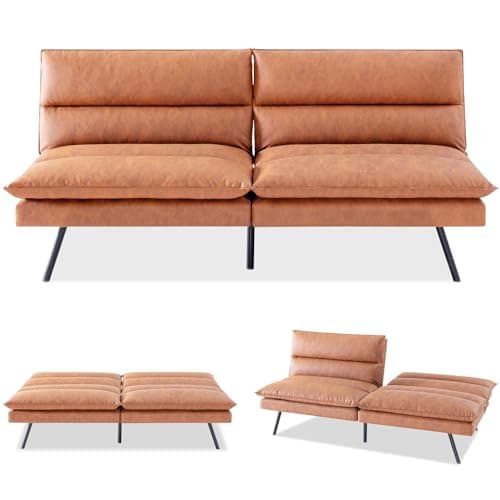 Convertible Memory Foam Futon Sofa Bed - Adjustable Backrest, Gray to Black