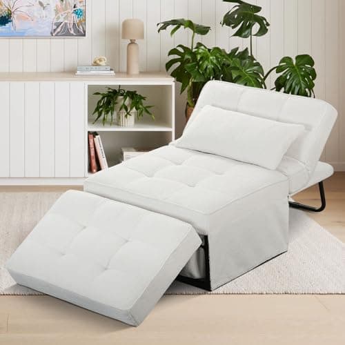Ainfox 4-in-1 Convertible Sofa Bed with Adjustable Backrest (Light Grey)