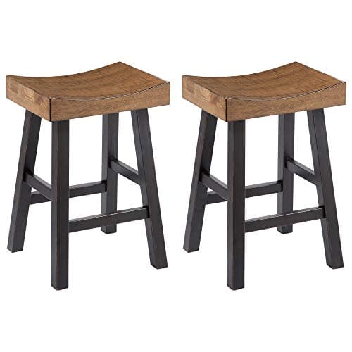 Signature Design by Ashley Glosco Two-Tone Brown Saddle Barstool, Set of 2, 25.5" Counter Height