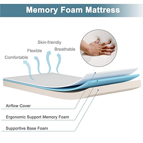Giantex Sturdy Foldable Bed with 4 Inch Memory Foam Mattress, Made in Italy