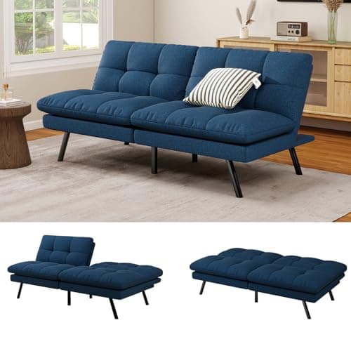 MUUEGM Brown Faux Leather Recliner Sofa Bed for Small Spaces