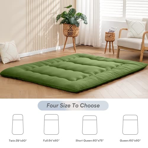 Army Green Queen Japanese Memory Foam Foldable Sleeping Mattress