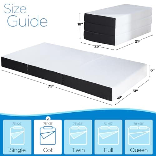 6 inch Memory Foam Folding Mattress for College Dorm or Camping