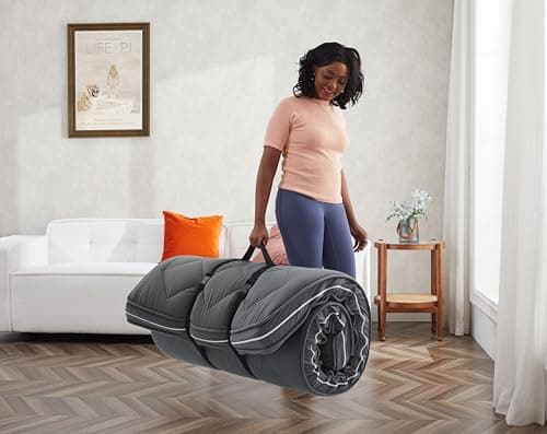 4-Inch Small Gel Memory Foam Cot Mattress Topper,Portable Roll-Up Sleep Pad