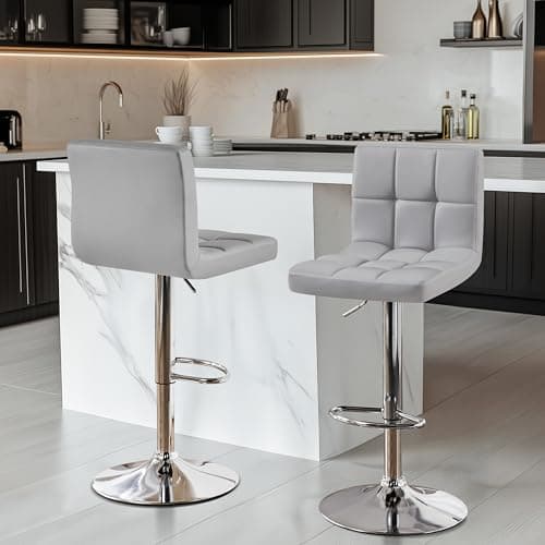 Yaheetech Modern Counter Height Bar Stools Set of 2, Light Gray