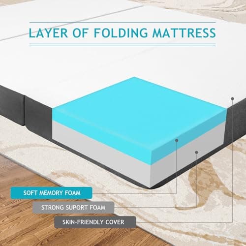 Portable 4 Inch Memory Foam Mattress Topper for Camping, Small Twin Size