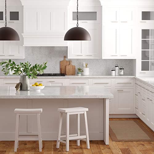 Amazon Basics White 24 Inch Saddle Seat Kitchen Barstool - Set of 2